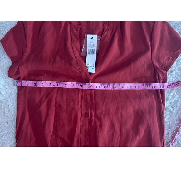 Long Tall Sally Women's Sz 8 Tall Burnt Orange Midi Tie Waist Shirt Dress #0600 - Picture 12 of 14